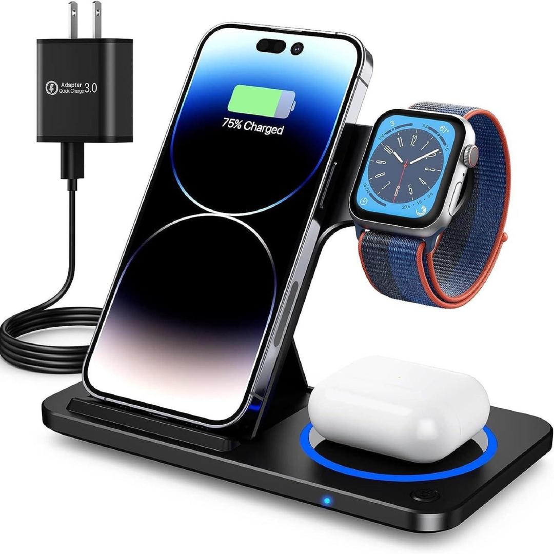 3-in-1 Magnetic Foldable Wireless Charger Stand – Fast Charging